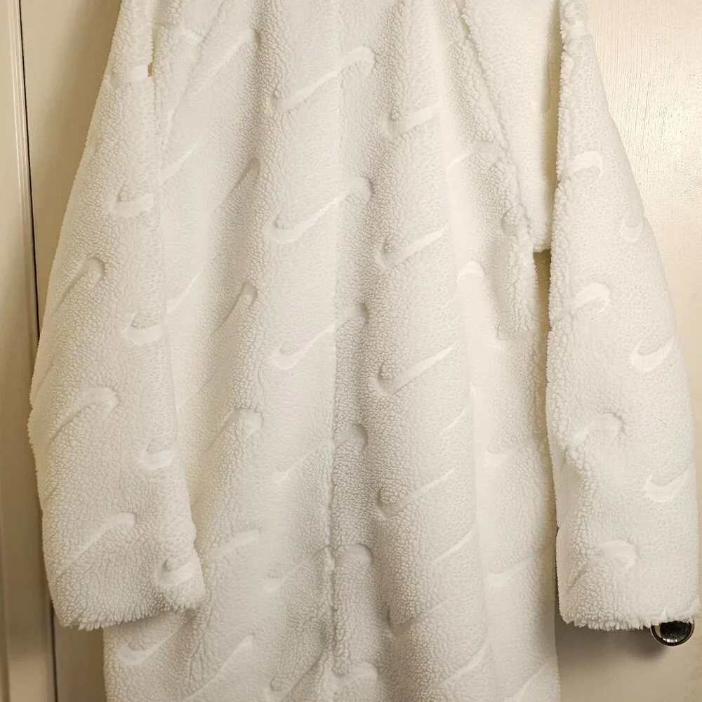 Nike Sportswear Icon Clash Long Sherpa Jacket White NWT Women's Size M - Picture 7 of 14